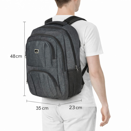 Zaino ORMI Grigio porta PC 35L con pannello frontale imbottito e tasca laterale in rete