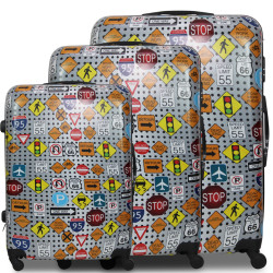 Set di 3 Trolley Valigie Rigide in POLICARBONATO CON 8 RUOTE 