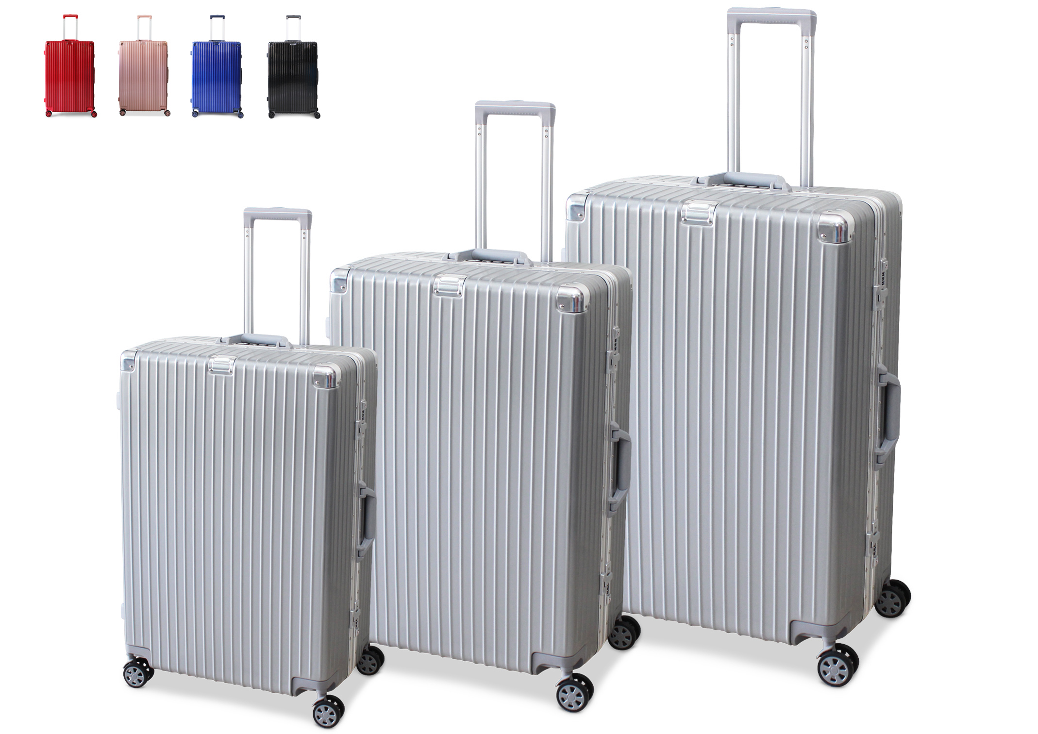 Set di valigie in alluminio/ABS con lucchetto americano TSA