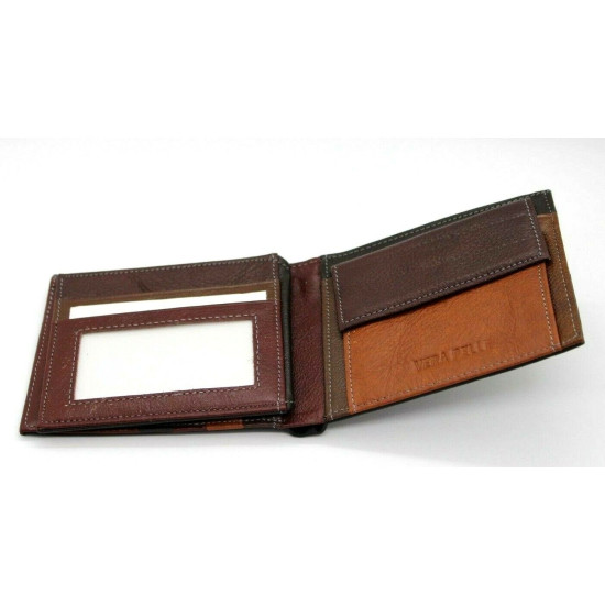 Portafoglio uomo in vera pelle con portamonete porta carte e ribaltina Mod.: L-2 Portafogli uomo