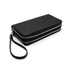 Portafoglio Donna Grande Borsellino Borsa a Mano Pochette Con Doppia Cerniera Zip