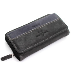 Portafoglio Donna POLO CLUB Grande In Vera Pelle Borsellino Pochette Con Cerniera Zip