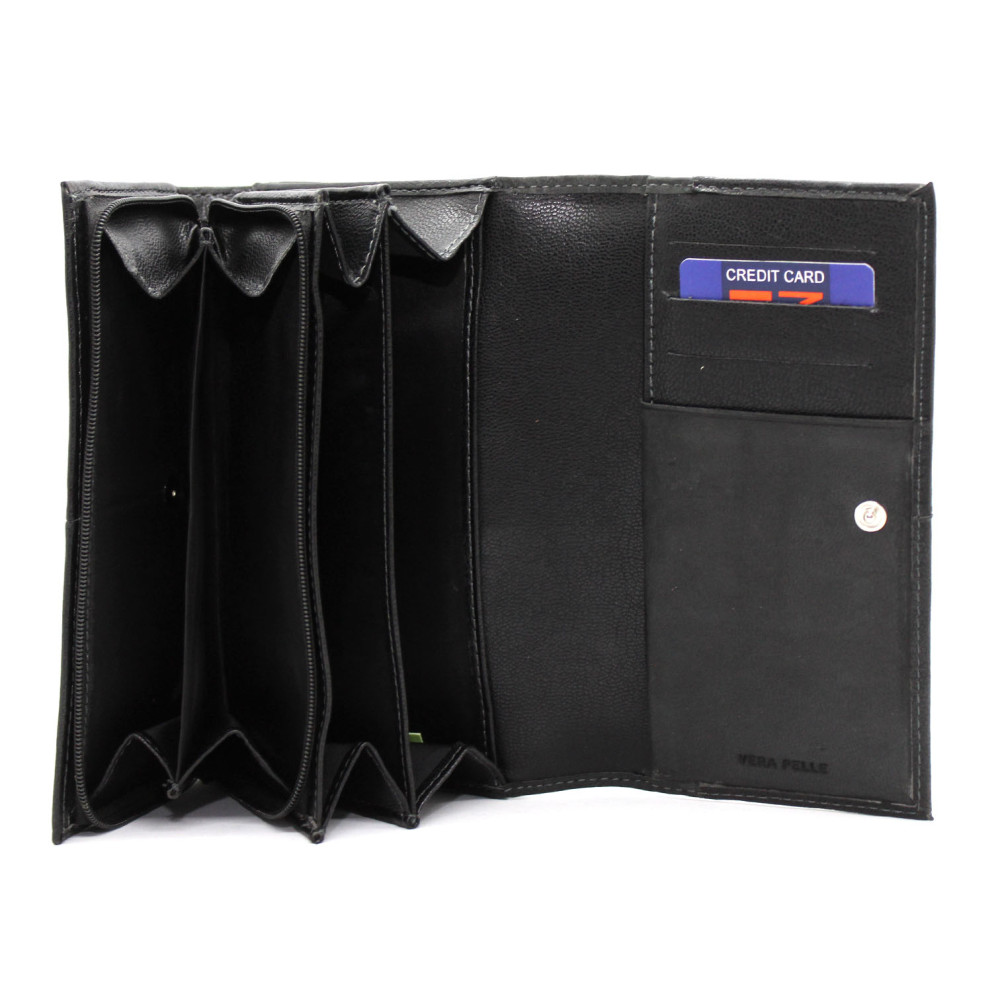 Portafoglio Donna In Vera Pelle Catwalk Collection - Portamonete Con Protezione RFID, Colore Nero - Foto 7