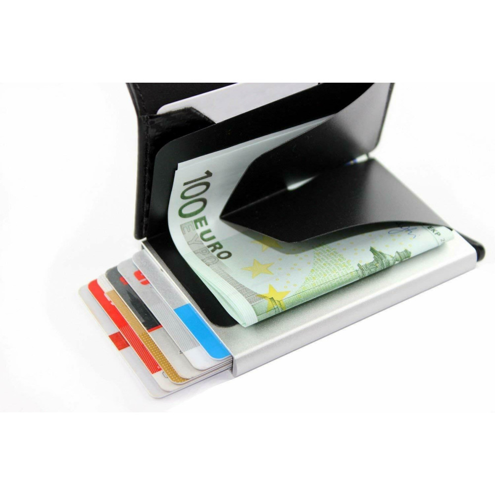 Portafoglio Minimalista Con Blocco RFID In Pelle Sottile Porta Carte Pop-up - Foto 8