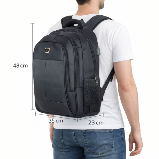 Zaino ORMI nero porta PC 35L con pannello frontale imbottito e tasca laterale in rete