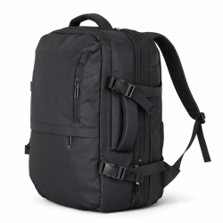 ORMI Zaino Espandibile da Viaggio 34L – Bagaglio a Mano 44x30x22 (+10 cm), Zaino Porta PC Leggero Nero (Uomo/Donna)