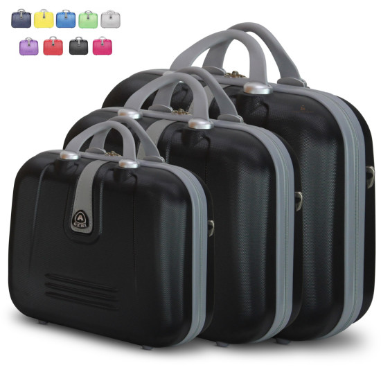 Set 3 Beauty Case Con Tracolla Rigido in ABS Ultraleggere Bagaglio a Mano 188 Set Da Viaggio Set 3 Beauty Case Con Tracolla Rigido in ABS Ultraleggere Bagaglio a Mano 188 Set Da Viaggio