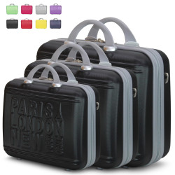 Set 3 Beauty Case Con Tracolla Rigido in ABS Ultraleggere Bagaglio a Mano 1128