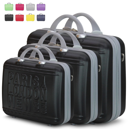 Set 3 Beauty Case Con Tracolla Rigido in ABS Ultraleggere Bagaglio a Mano 1128 Set Da Viaggio Set 3 Beauty Case Con Tracolla Rigido in ABS Ultraleggere Bagaglio a Mano 1128 Set Da Viaggio