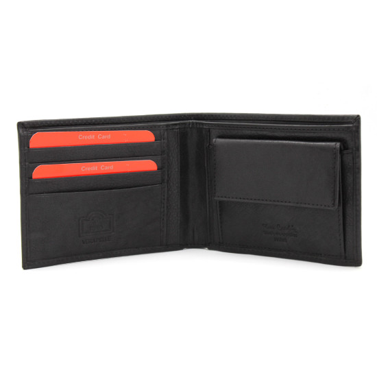 Portafoglio Uomo In Pelle Nero Con Protezione RFID - Design Elegante E Compatto