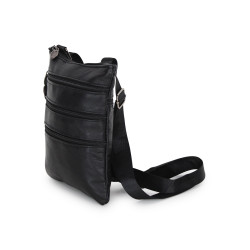 Borsello multi tasche uomo in vera pelle con tracolla regolabile 3 tasche