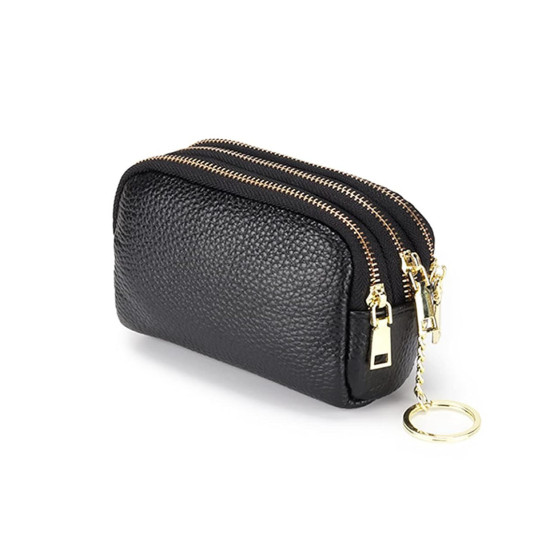 Portafoglio compatto da donna in pelle con 3 tasche zip porta carte monete Portafogli donna Portafoglio compatto da donna in pelle con 3 tasche zip porta carte monete Portafogli donna