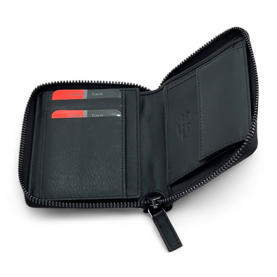 Portafoglio verticale in pelle uomo Pierre Cardin con chiusura zip RFID Portafogli uomo